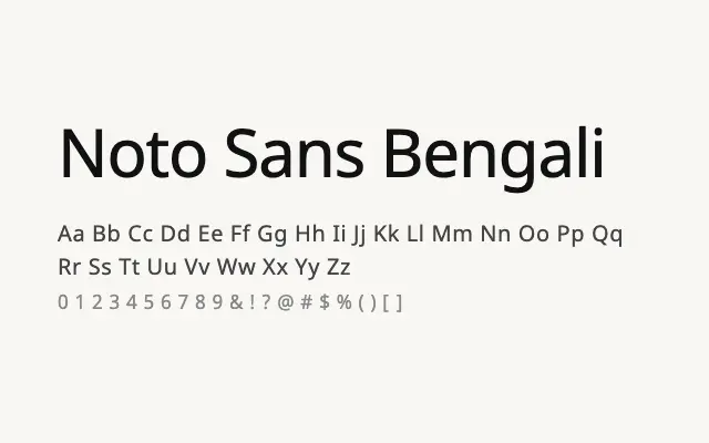 Noto Sans Bengali specimen from Google Fonts