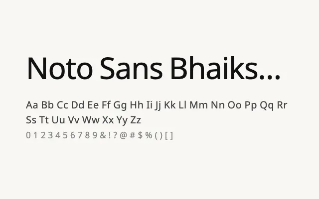 Noto Sans Bhaiksuki specimen from Google Fonts