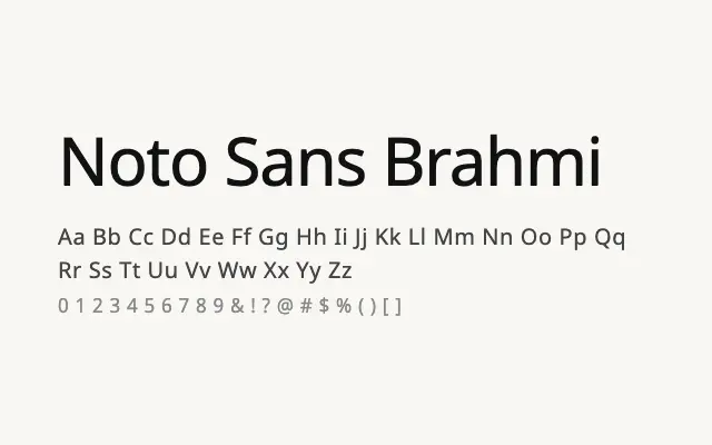 Noto Sans Brahmi specimen from Google Fonts