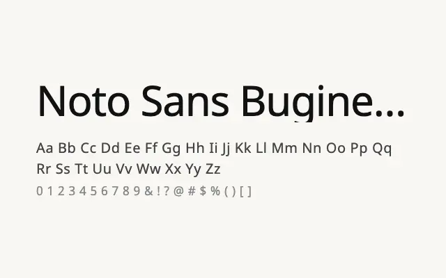Noto Sans Buginese specimen from Google Fonts
