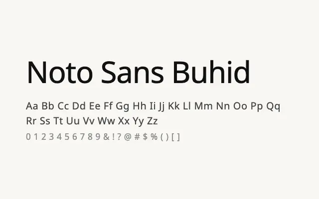 Noto Sans Buhid specimen from Google Fonts