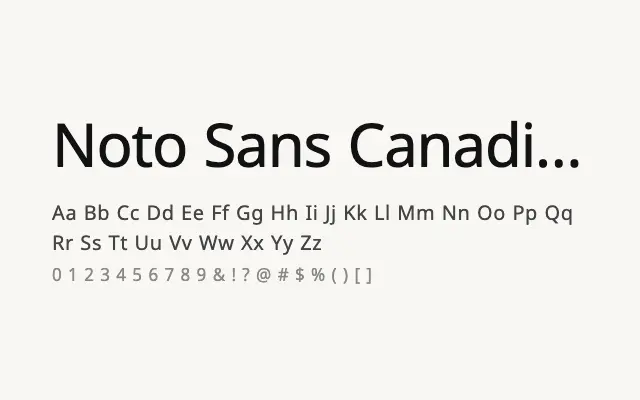 Noto Sans Canadian Aboriginal specimen from Google Fonts