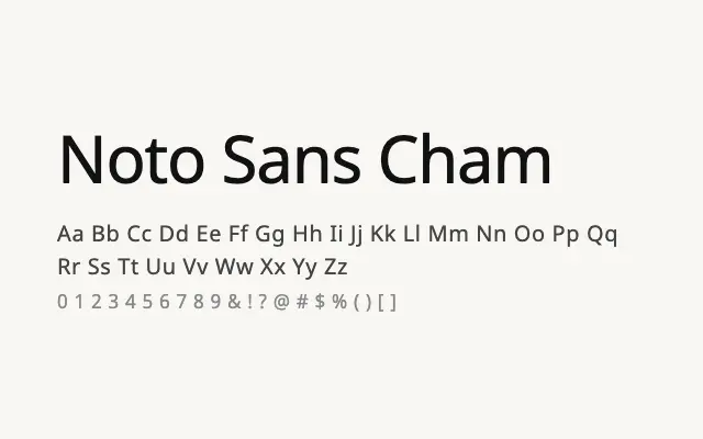 Noto Sans Cham specimen from Google Fonts