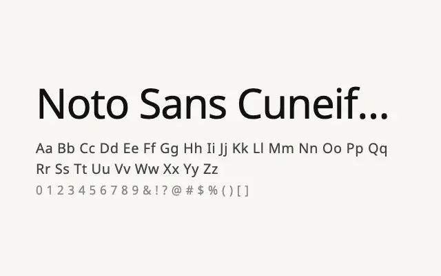 Noto Sans Cuneiform specimen from Google Fonts