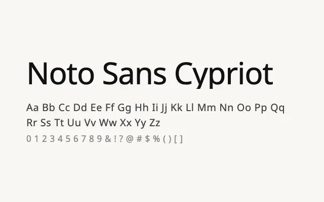 Noto Sans Cypriot specimen from Google Fonts