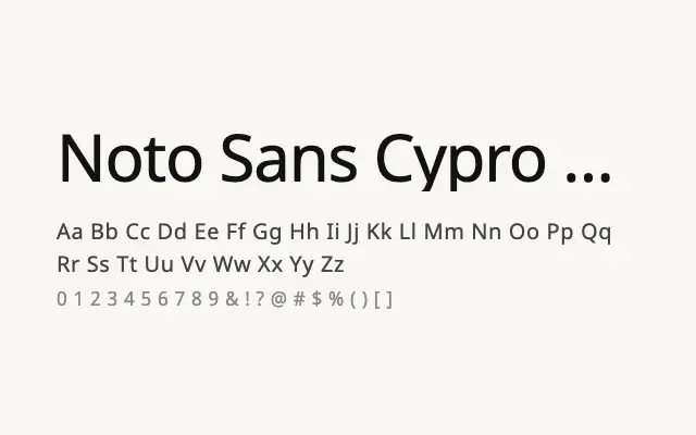 Noto Sans Cypro Minoan specimen from Google Fonts