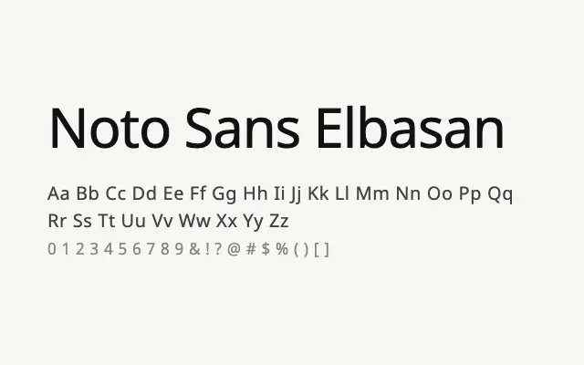 Noto Sans Elbasan specimen from Google Fonts
