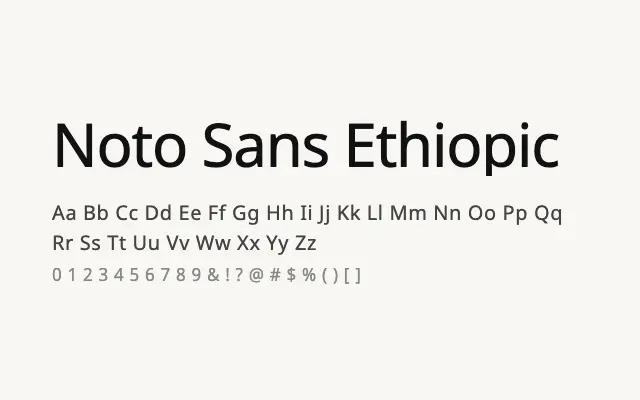 Noto Sans Ethiopic specimen from Google Fonts