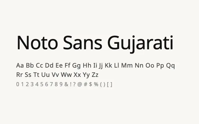 Noto Sans Gujarati specimen from Google Fonts
