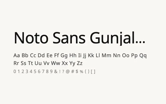 Noto Sans Gunjala Gondi specimen from Google Fonts