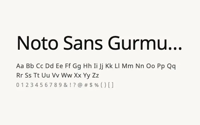 Noto Sans Gurmukhi specimen from Google Fonts