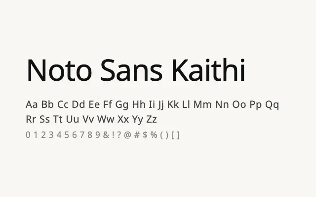 Noto Sans Kaithi specimen from Google Fonts