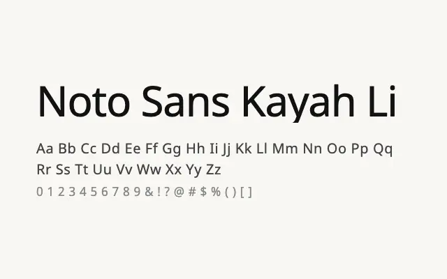 Noto Sans Kayah Li specimen from Google Fonts