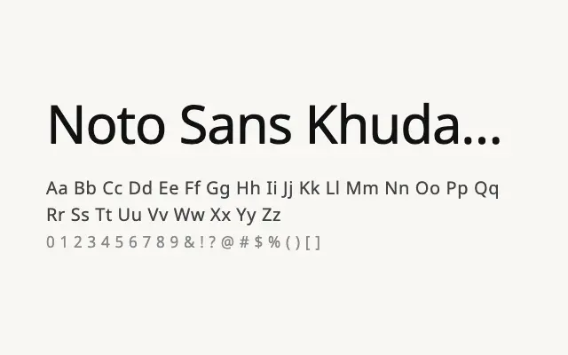 Noto Sans Khudawadi specimen from Google Fonts