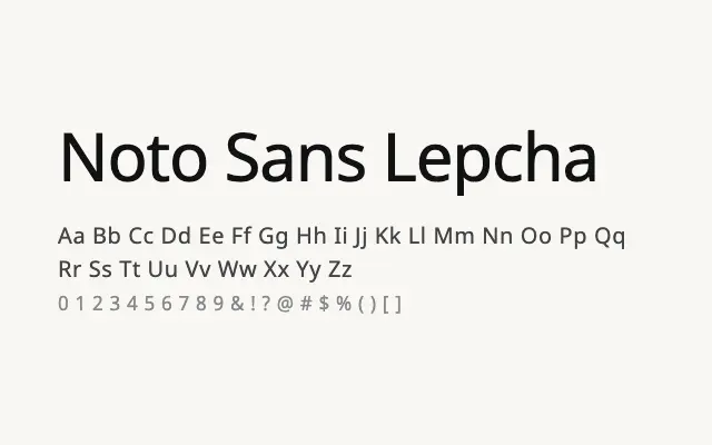 Noto Sans Lepcha specimen from Google Fonts