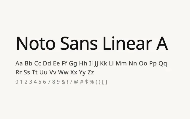Noto Sans Linear A specimen from Google Fonts