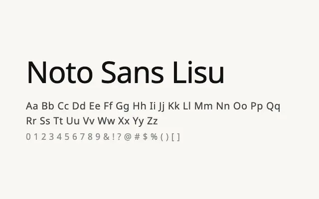 Noto Sans Lisu specimen from Google Fonts