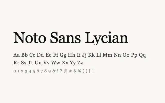 Noto Sans Lycian specimen from Google Fonts