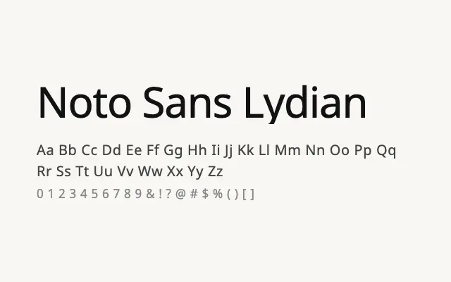 Noto Sans Lydian specimen from Google Fonts