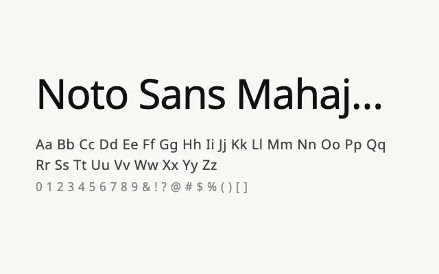 Noto Sans Mahajani specimen from Google Fonts