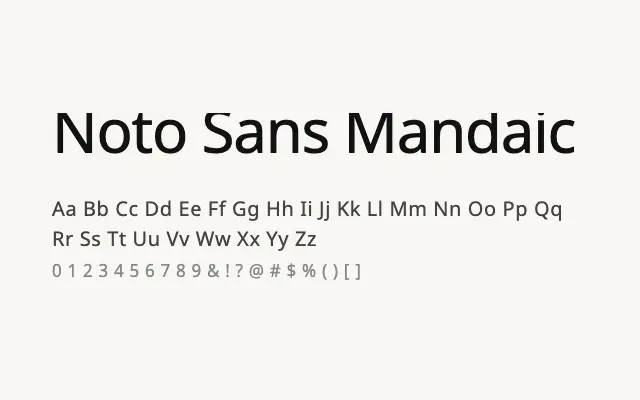 Noto Sans Mandaic specimen from Google Fonts