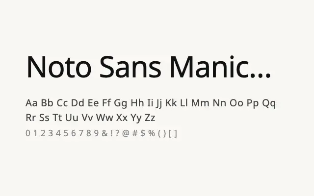 Noto Sans Manichaean specimen from Google Fonts