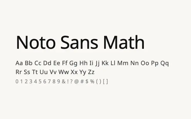 Noto Sans Math specimen from Google Fonts