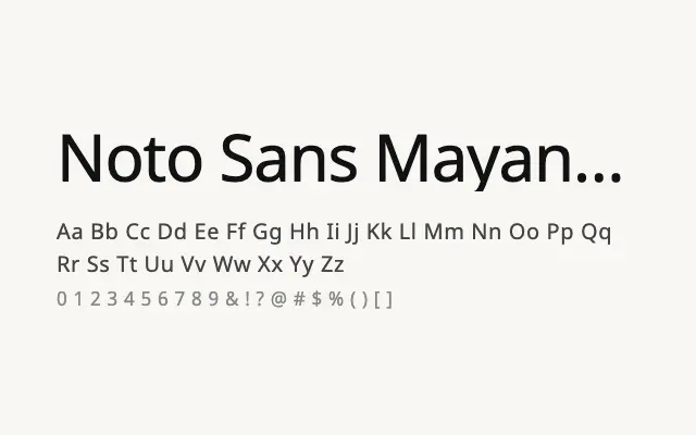 Noto Sans Mayan Numerals specimen from Google Fonts