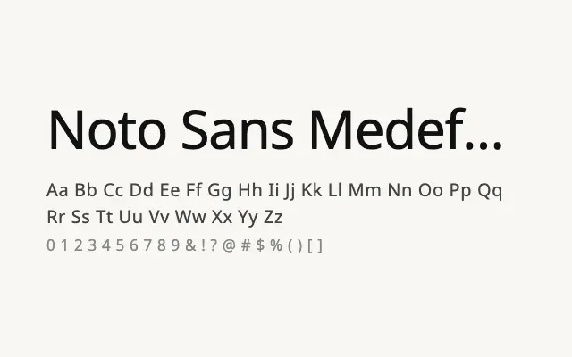Noto Sans Medefaidrin specimen from Google Fonts