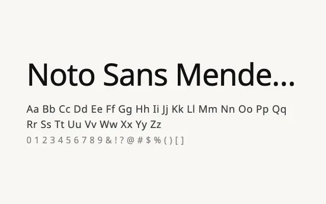 Noto Sans Mende Kikakui specimen from Google Fonts