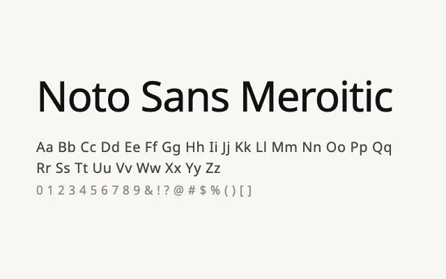 Noto Sans Meroitic specimen from Google Fonts