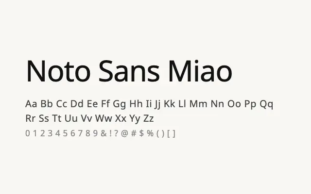 Noto Sans Miao specimen from Google Fonts