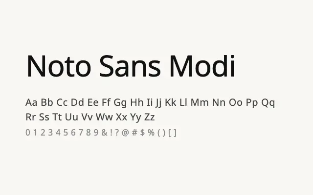 Noto Sans Modi specimen from Google Fonts