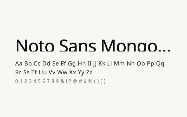 Noto Sans Mongolian specimen from Google Fonts
