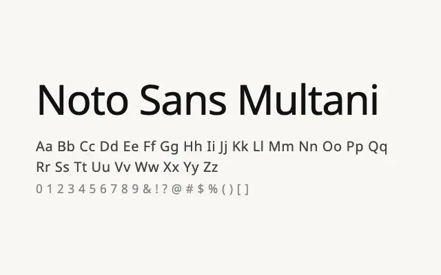 Noto Sans Multani specimen from Google Fonts