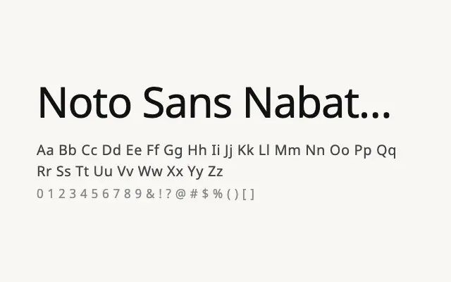 Noto Sans Nabataean specimen from Google Fonts