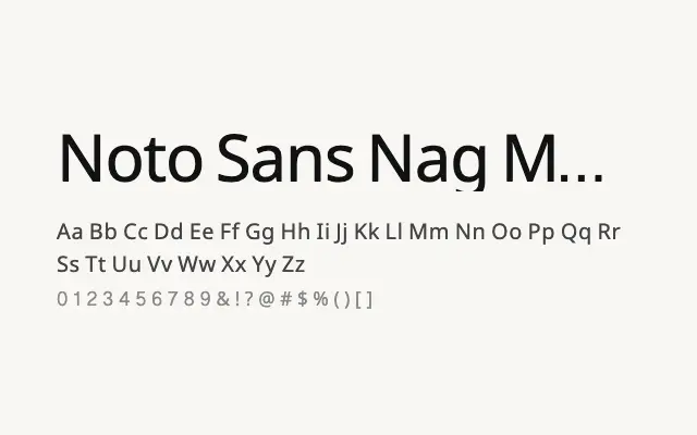 Noto Sans Nag Mundari specimen from Google Fonts