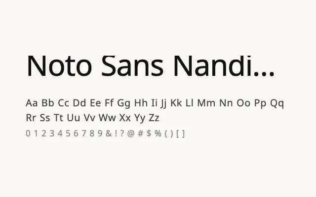 Noto Sans Nandinagari specimen from Google Fonts