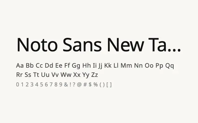 Noto Sans New Tai Lue specimen from Google Fonts