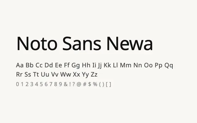 Noto Sans Newa specimen from Google Fonts