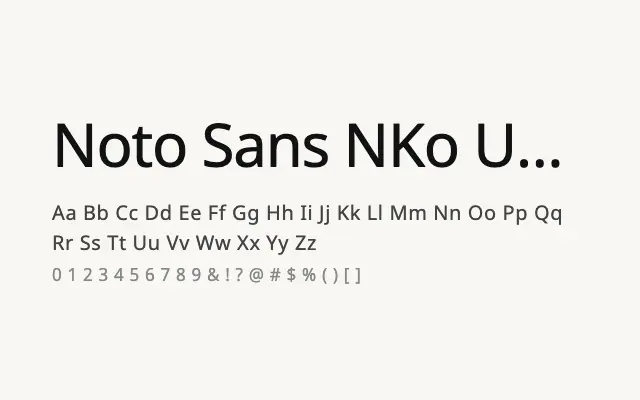 Noto Sans NKo Unjoined specimen from Google Fonts