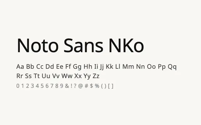 Noto Sans NKo specimen from Google Fonts