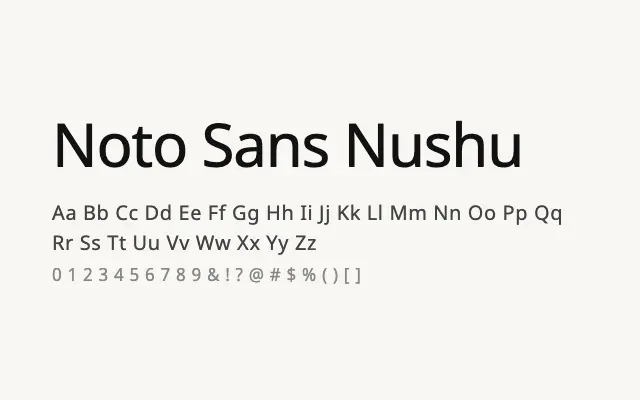 Noto Sans Nushu specimen from Google Fonts