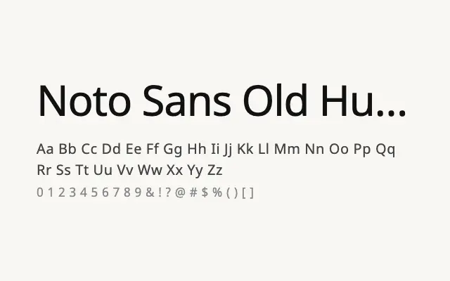 Noto Sans Old Hungarian specimen from Google Fonts