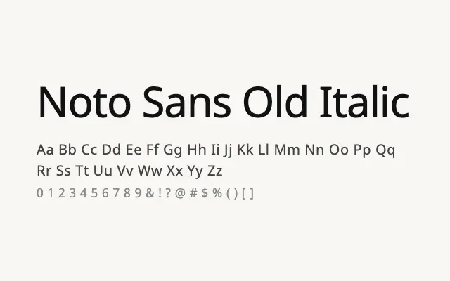 Noto Sans Old Italic specimen from Google Fonts