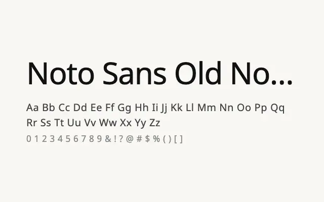 Noto Sans Old North Arabian specimen from Google Fonts