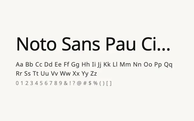 Noto Sans Pau Cin Hau specimen from Google Fonts