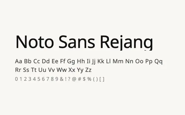 Noto Sans Rejang specimen from Google Fonts
