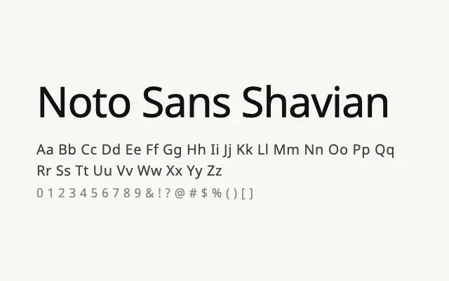 Noto Sans Shavian specimen from Google Fonts