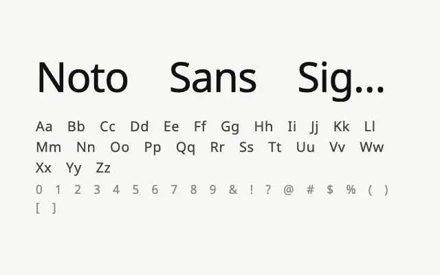 Noto Sans SignWriting specimen from Google Fonts